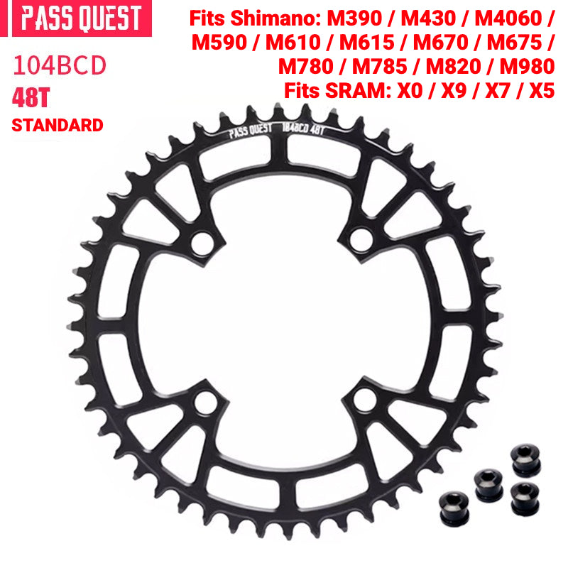 PASS QUEST 104BCD Narrow-Wide Chainring | Shimano XT M780 M610 1x MTB Chainring
