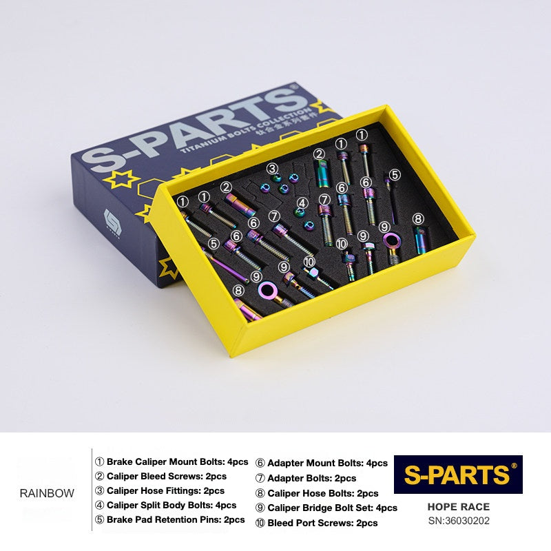 S-PARTS Titanium Brake Bolt Kit for HOPE V4 / TECH / RACE / TRAIL / ZONE | Ultra-Light MTB Brake Hardware