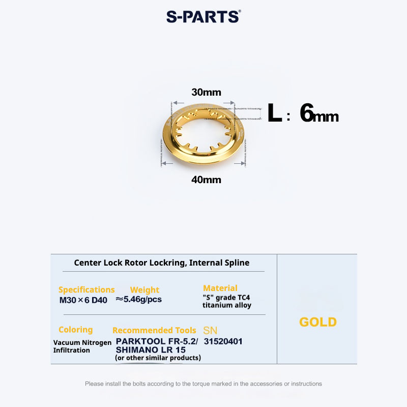 Anello di bloccaggio del rotore del disco Center Lock in lega di titanio S-PARTS