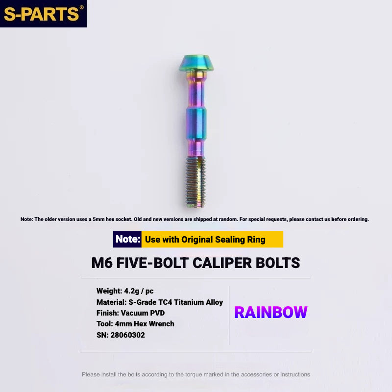 S-PARTS TC4 Titanium Disc Brake Caliper Bolts for Shimano SLX M7100 / XT M8100 M8120 / XTR M9120
