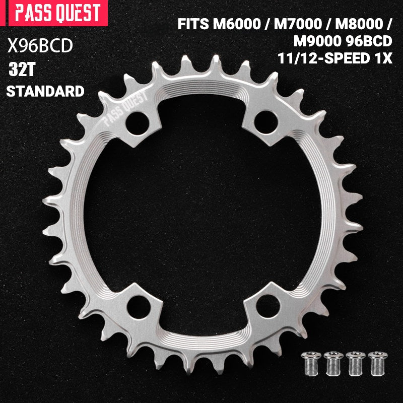 PASS QUEST X96BCD Narrow-Wide Chainring for Shimano M6000 / M7000 / M8000 / M9000 / M5100 | 30T–48T