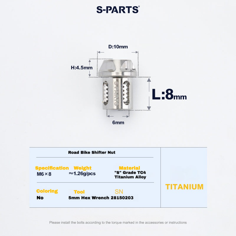 S-PARTS Титановый болт и гайка для зажима для дорожных переключателей – совместимы с Shimano / SRAM