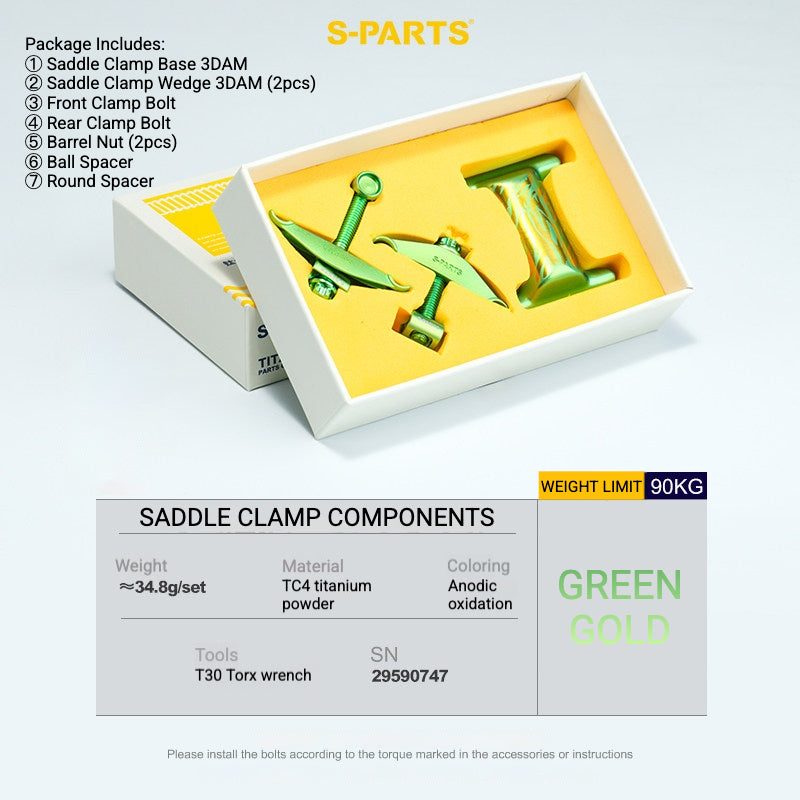 S-PARTS Titanium Saddle Clamp Yoke Kit for Cannondale SystemSix Gen 5 | 3D Printed Lightweight Seatpost Upgrade