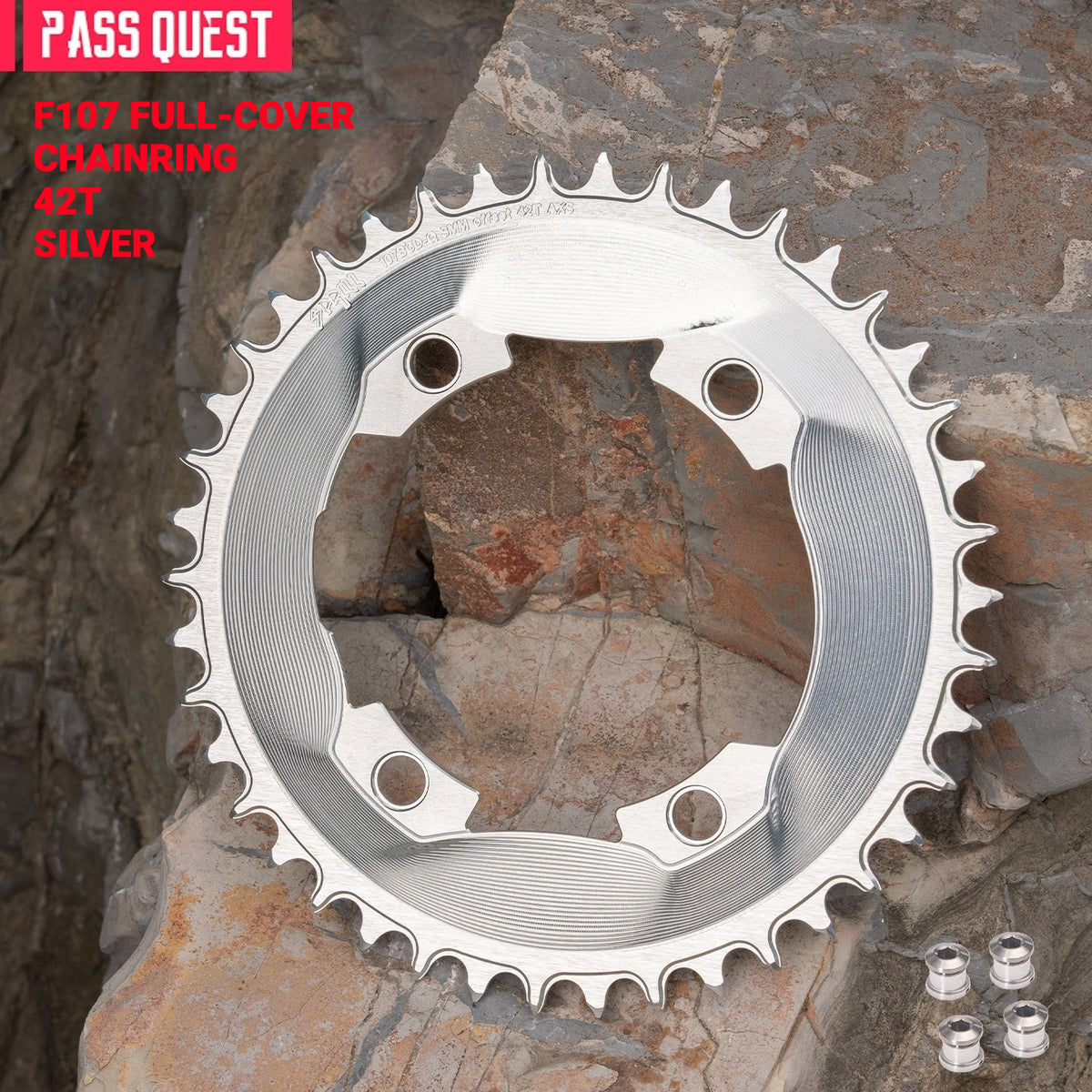 PASS QUEST 107 BCD Narrow-Wide Aero Chainring for Quarq D1 Power Meter | SRAM AXS 12-Speed | 40T–60T