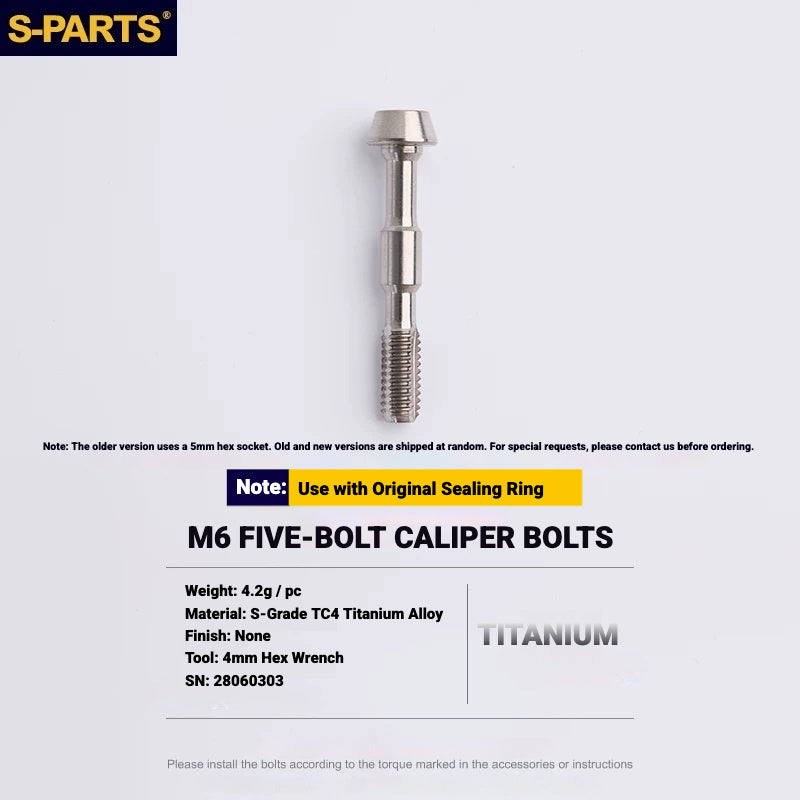 S-PARTS TC4 Titanium Disc Brake Caliper Bolts for Shimano SLX M7100 / XT M8100 M8120 / XTR M9120