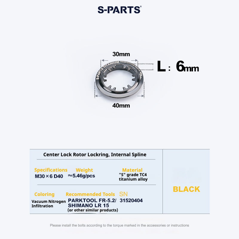Anello di bloccaggio del rotore del disco Center Lock in lega di titanio S-PARTS