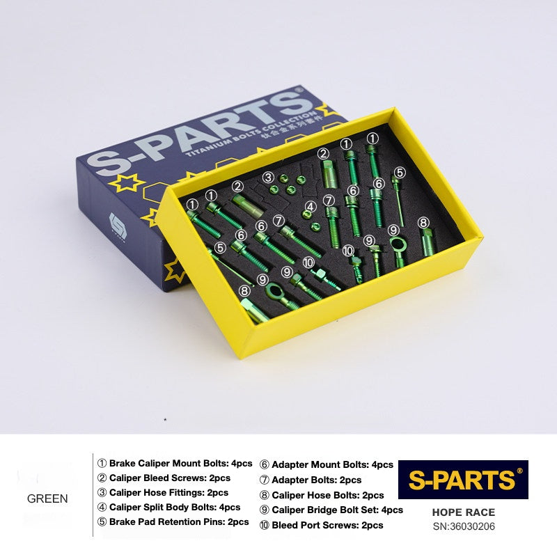 S-PARTS Titanium Brake Bolt Kit for HOPE V4 / TECH / RACE / TRAIL / ZONE | Ultra-Light MTB Brake Hardware
