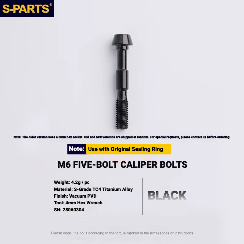 S-PARTS TC4 Titanium Disc Brake Caliper Bolts for Shimano SLX M7100 / XT M8100 M8120 / XTR M9120