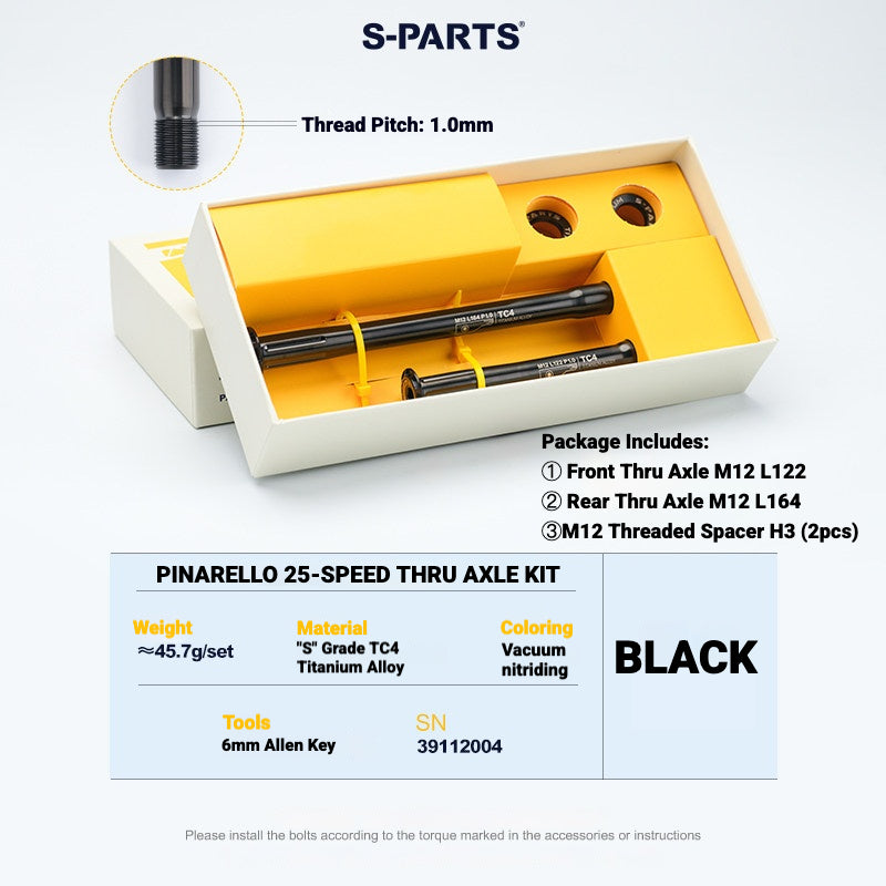 S-PARTS Titanium Quick Release Thru Axle for Pinarello Road Bikes | Lightweight TC4 Titanium Upgrade