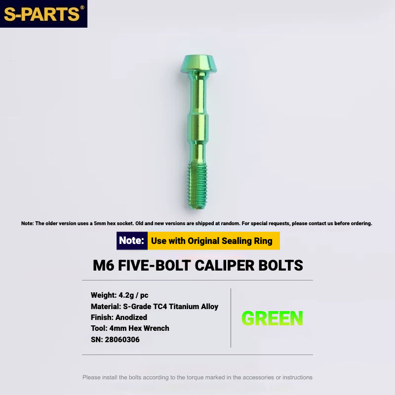 S-PARTS TC4 Titanium Disc Brake Caliper Bolts for Shimano SLX M7100 / XT M8100 M8120 / XTR M9120