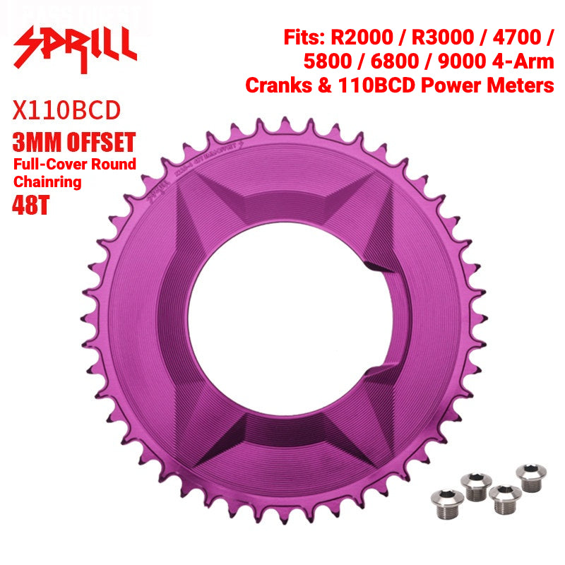 SPRILL X110 3-S 110BCD 4-Bolt Hidden-Bolt Narrow-Wide Chainring | 3mm Offset 46T–58T