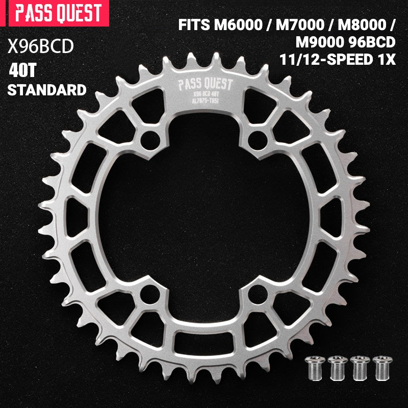 PASS QUEST X96BCD Narrow-Wide Chainring for Shimano M6000 / M7000 / M8000 / M9000 / M5100 | 30T–48T
