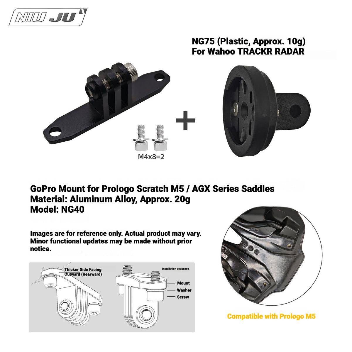 NIUJU Wahoo TRACKR RADAR Rear Light Saddle Mount | For Specialized Trek & More