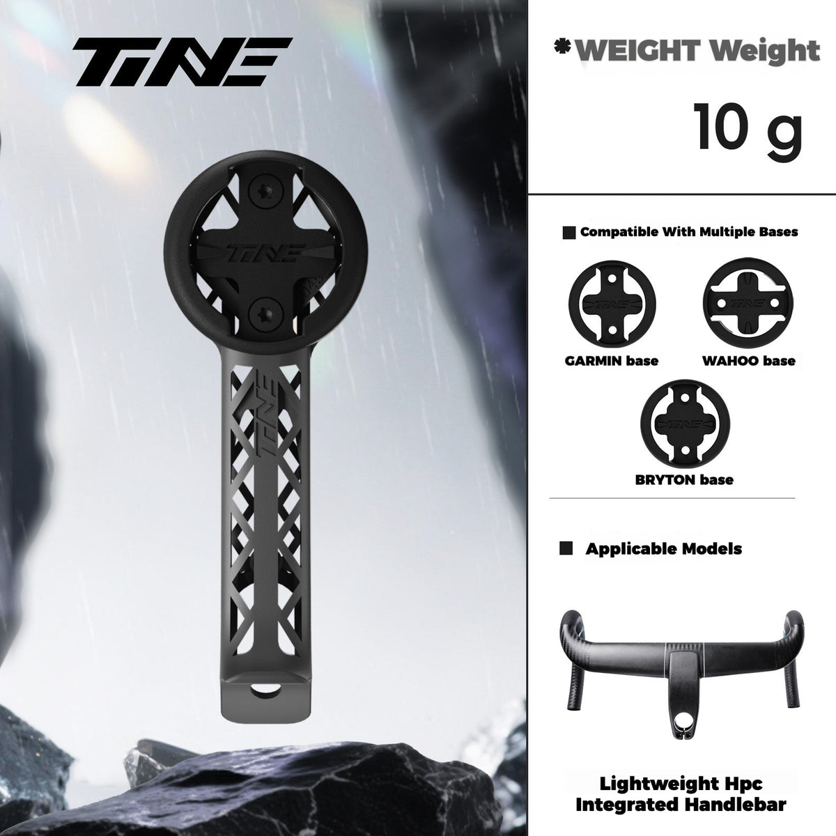 TiNE Ultra-Light Titanium Computer Mount for Lightweight HPC Cockpit Integrated Carbon Handlebar System