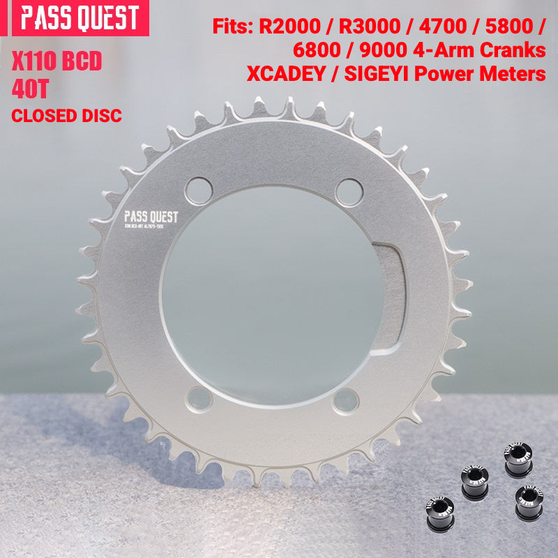 PASS QUEST X110BCD Narrow-Wide Chainring for Shimano 4-Arm Road Cranks | 36T–60T 1x