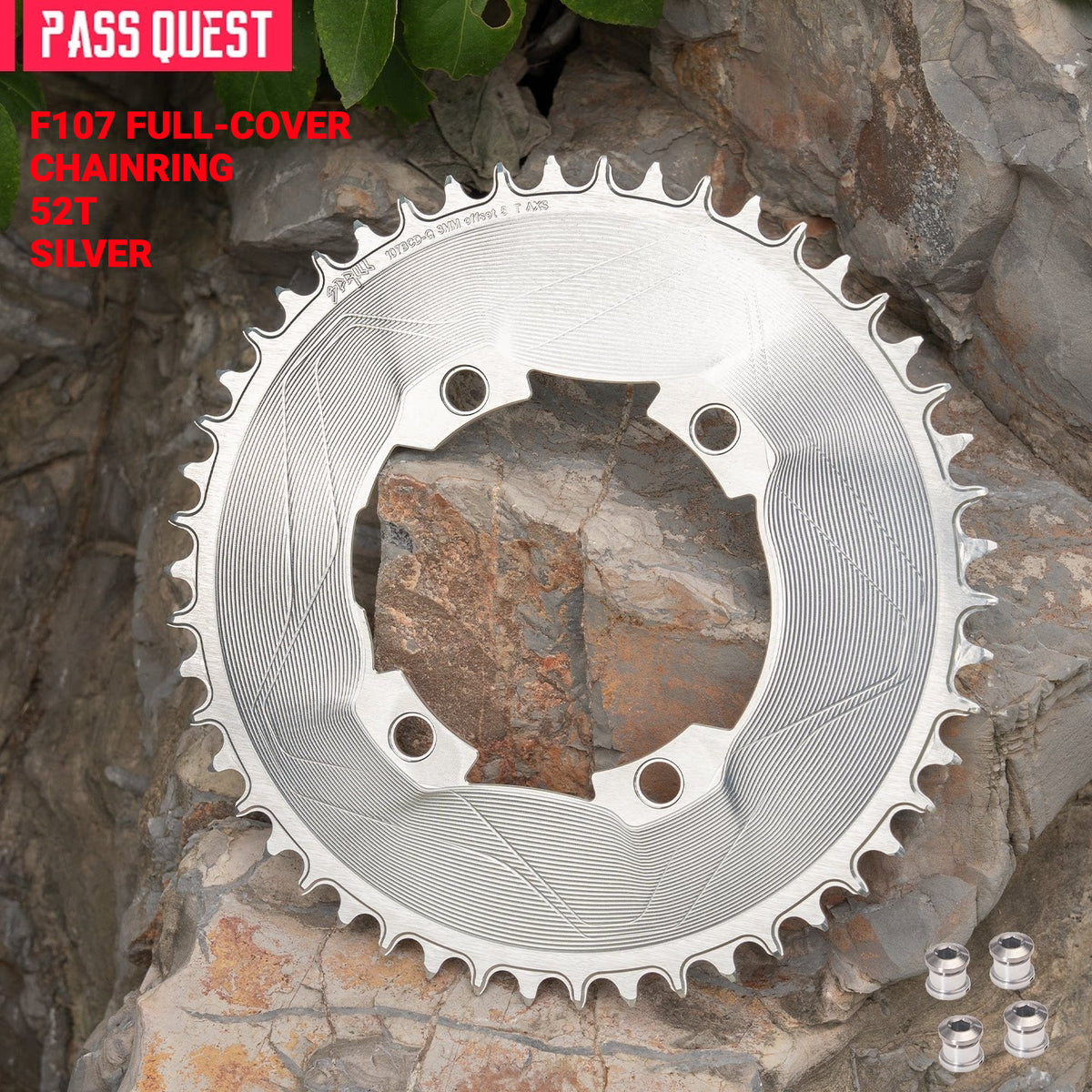 PASS QUEST 107 BCD Narrow-Wide Aero Chainring for Quarq D1 Power Meter | SRAM AXS 12-Speed | 40T–60T