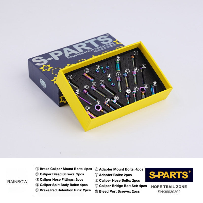 S-PARTS Titanium Brake Bolt Kit for HOPE V4 / TECH / RACE / TRAIL / ZONE | Ultra-Light MTB Brake Hardware