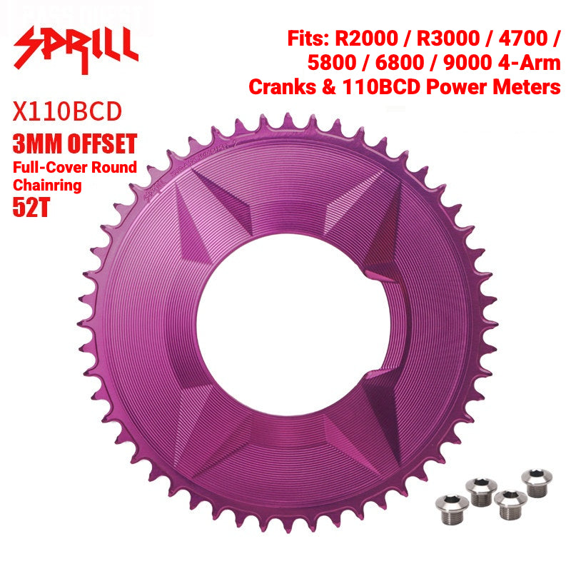SPRILL X110 3-S 110BCD 4-Bolt Hidden-Bolt Narrow-Wide Chainring | 3mm Offset 46T–58T