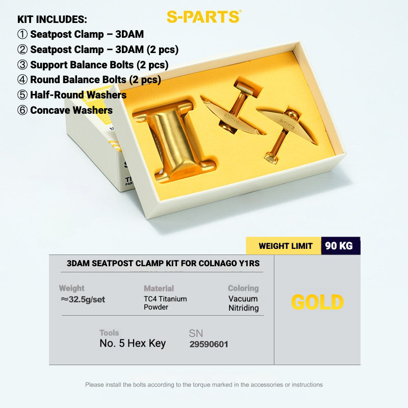 S-PARTS TC4 Titanium Bolt Kit for Colnago Y1RS | Frame & Cockpit Screw Upgrade