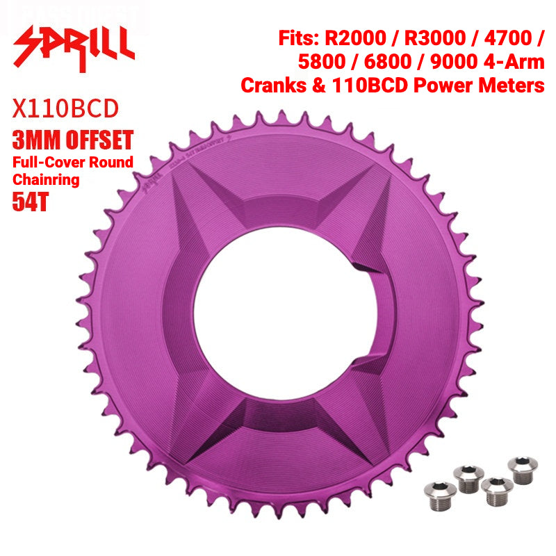 SPRILL X110 3-S 110BCD 4-Bolt Hidden-Bolt Narrow-Wide Chainring | 3mm Offset 46T–58T