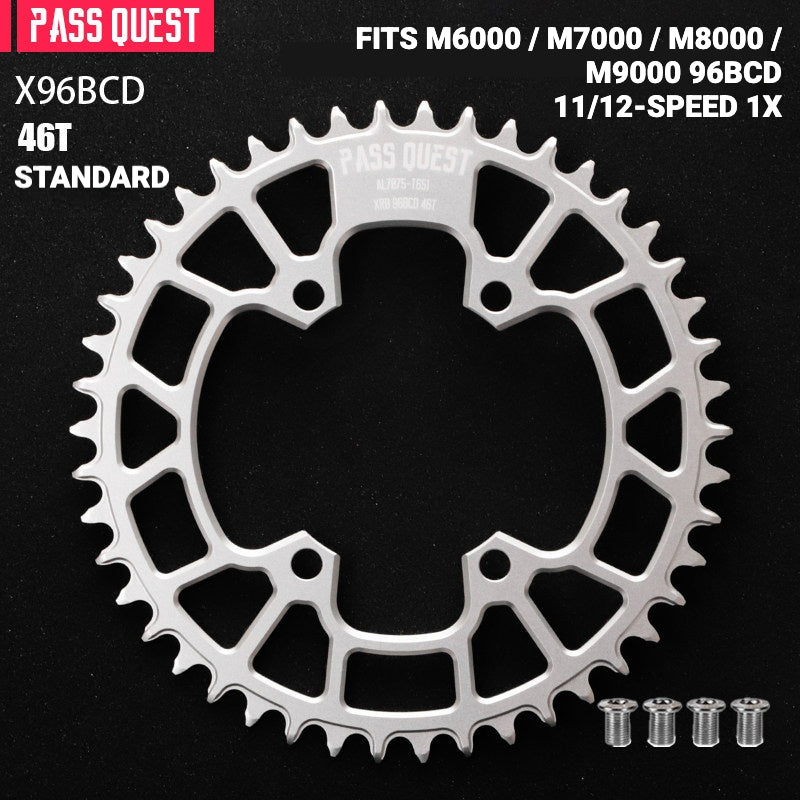 PASS QUEST X96BCD Narrow-Wide Chainring for Shimano M6000 / M7000 / M8000 / M9000 / M5100 | 30T–48T