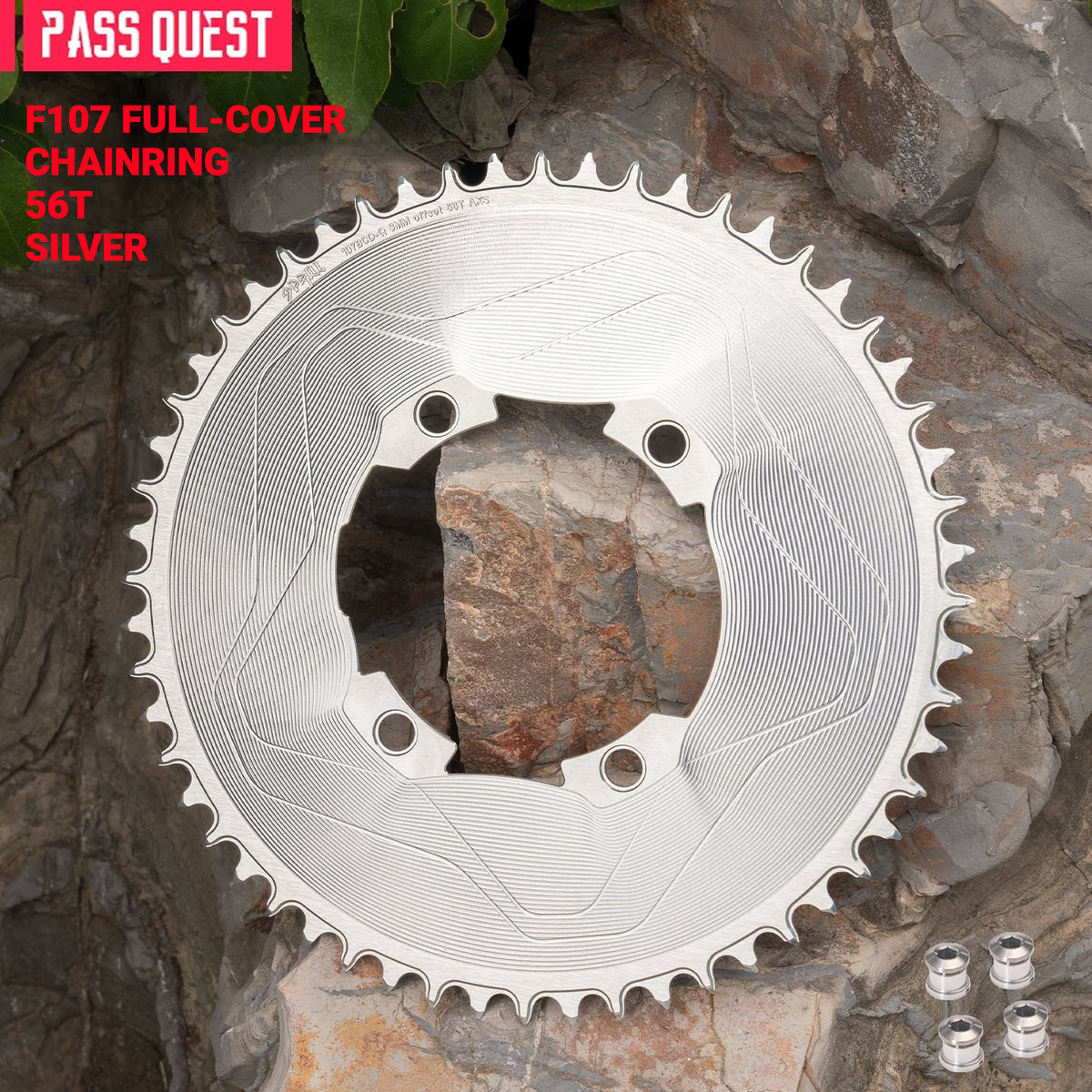PASS QUEST 107 BCD Narrow-Wide Aero Chainring for Quarq D1 Power Meter | SRAM AXS 12-Speed | 40T–60T