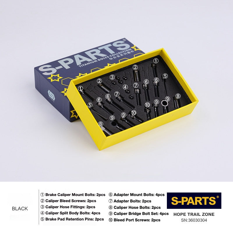 S-PARTS Titanium Brake Bolt Kit for HOPE V4 / TECH / RACE / TRAIL / ZONE | Ultra-Light MTB Brake Hardware