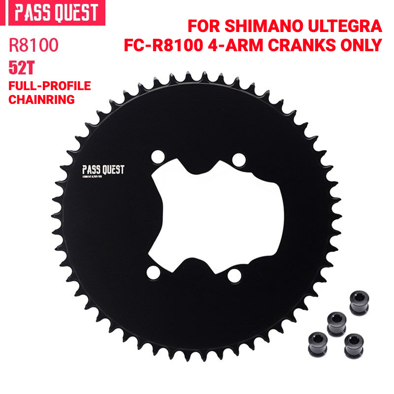 PASS QUEST Full-Profile 110BCD Narrow-Wide Chainring for Shimano R7100 / R8100 / R9200 | 42T–60T