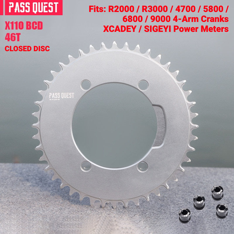 PASS QUEST X110BCD Narrow-Wide Chainring for Shimano 4-Arm Road Cranks | 36T–60T 1x