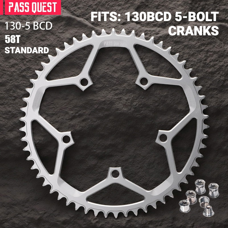 PASS QUEST 130BCD 5-Bolt Narrow-Wide Chainring | Road & Folding Bike 1x 40T–58T