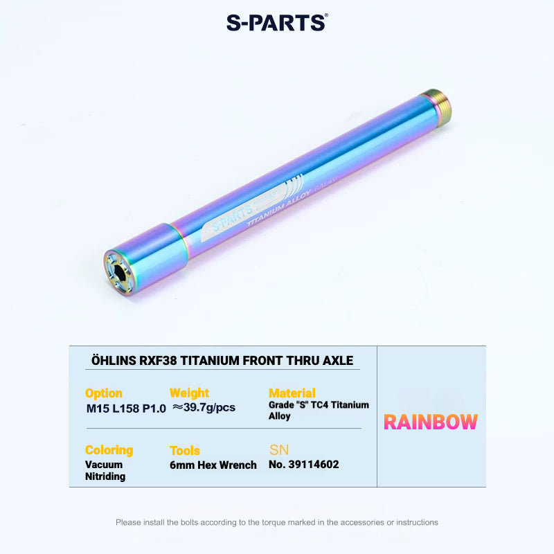 S-PARTS Öhlins MTB Fork Titanium Air Spring Top Cap & RXF38 Front Thru Axle