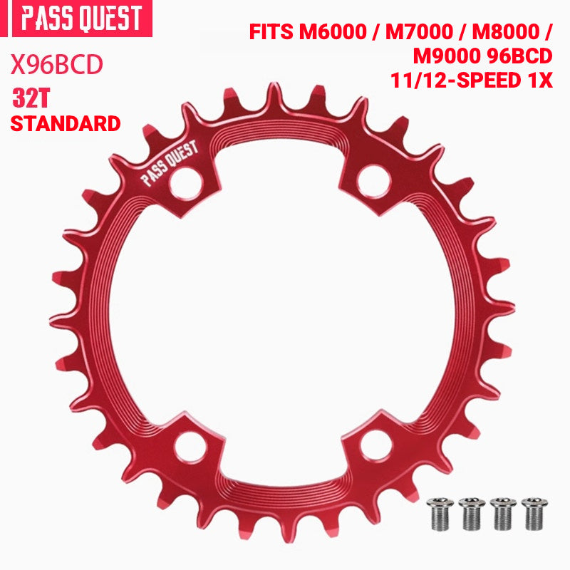 PASS QUEST X96BCD Narrow-Wide Chainring for Shimano M6000 / M7000 / M8000 / M9000 / M5100 | 30T–48T