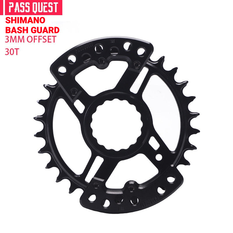PASS QUEST SRAM DUB / GXP 3-Bolt Narrow-Wide Chainring with Bash Guard | 3mm Offset 30T–34T