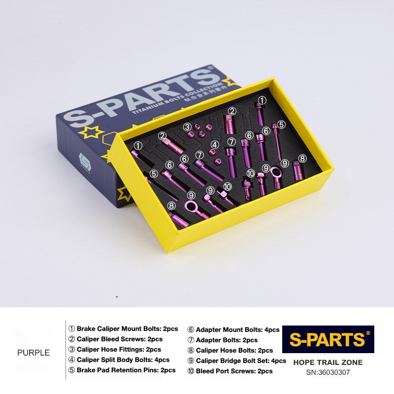 S-PARTS Titanium Brake Bolt Kit for HOPE V4 / TECH / RACE / TRAIL / ZONE | Ultra-Light MTB Brake Hardware