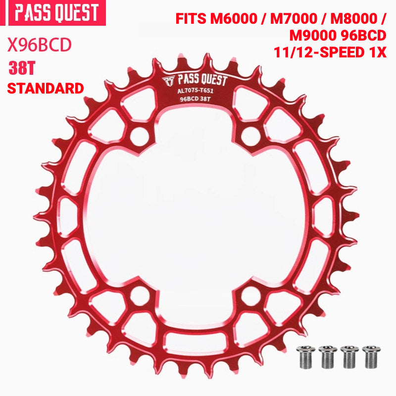 PASS QUEST X96BCD Narrow-Wide Chainring for Shimano M6000 / M7000 / M8000 / M9000 / M5100 | 30T–48T
