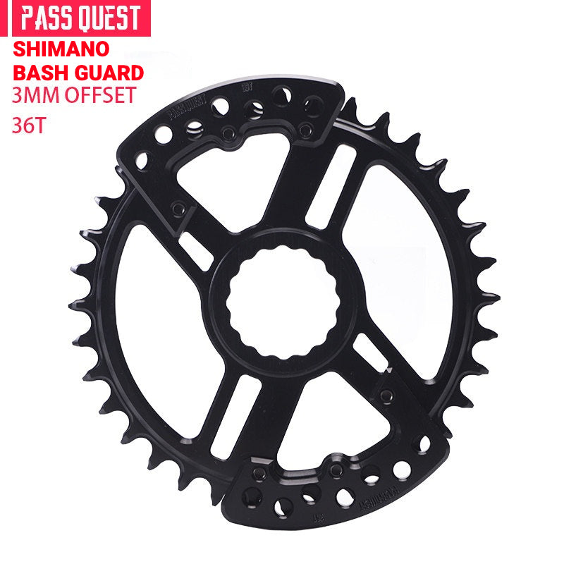 PASS QUEST SRAM DUB / GXP 3-Bolt Narrow-Wide Chainring with Bash Guard | 3mm Offset 30T–34T