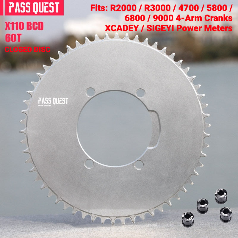 PASS QUEST X110BCD Narrow-Wide Chainring for Shimano 4-Arm Road Cranks | 36T–60T 1x
