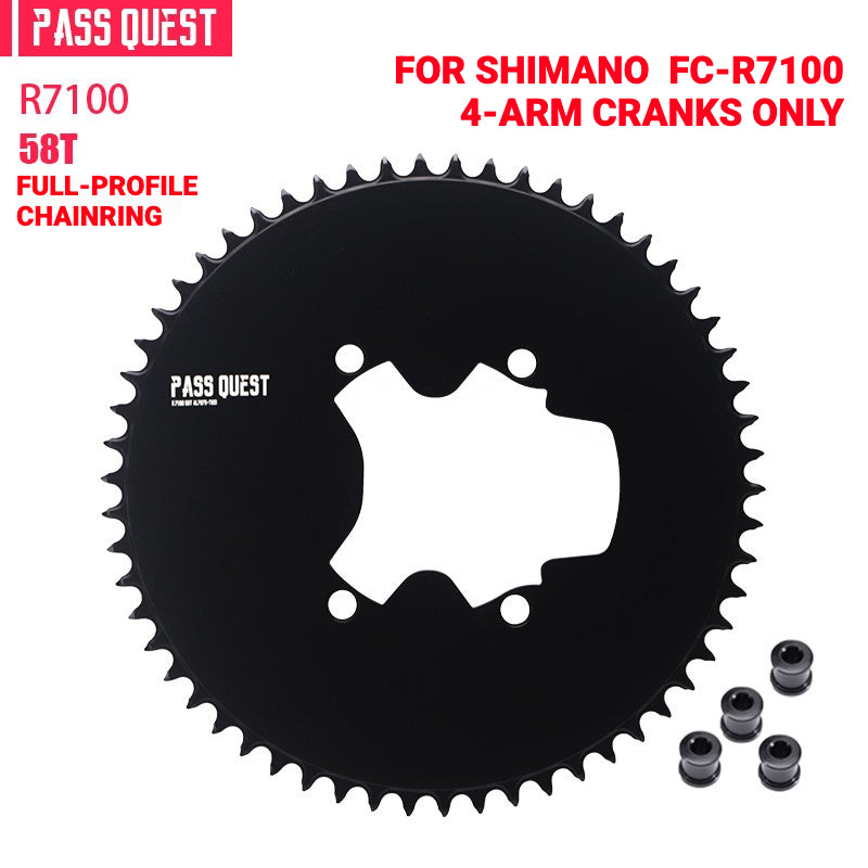 PASS QUEST Full-Profile 110BCD Narrow-Wide Chainring for Shimano R7100 / R8100 / R9200 | 42T–60T