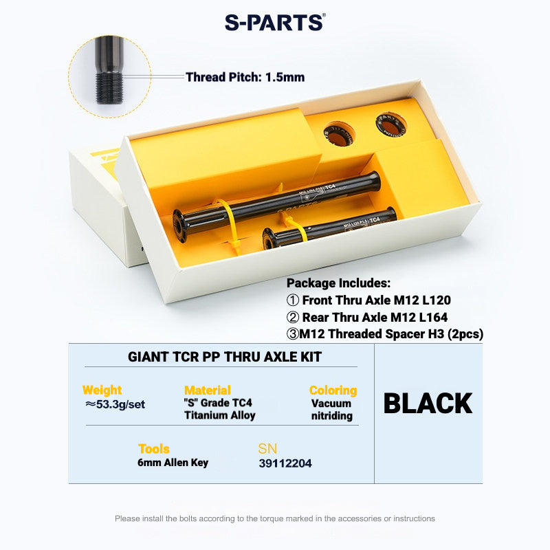 S-PARTS Titanium Quick Release Thru Axle for Giant Road Bikes | Lightweight TC4 Titanium Upgrade