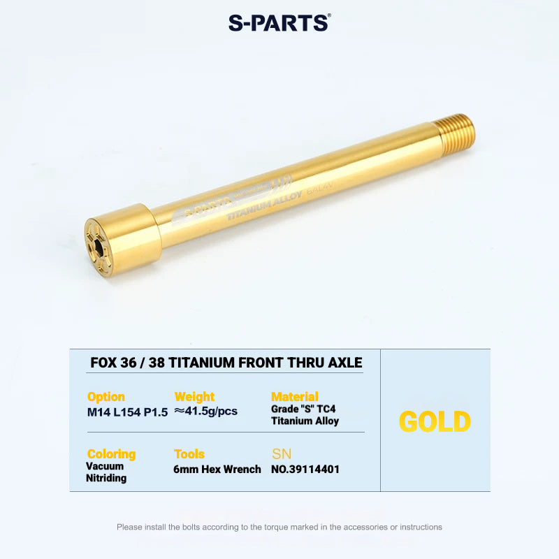 S-PARTS TC4 Titanium Front Thru Axle & Air Spring Top Cap for FOX MTB Fork
