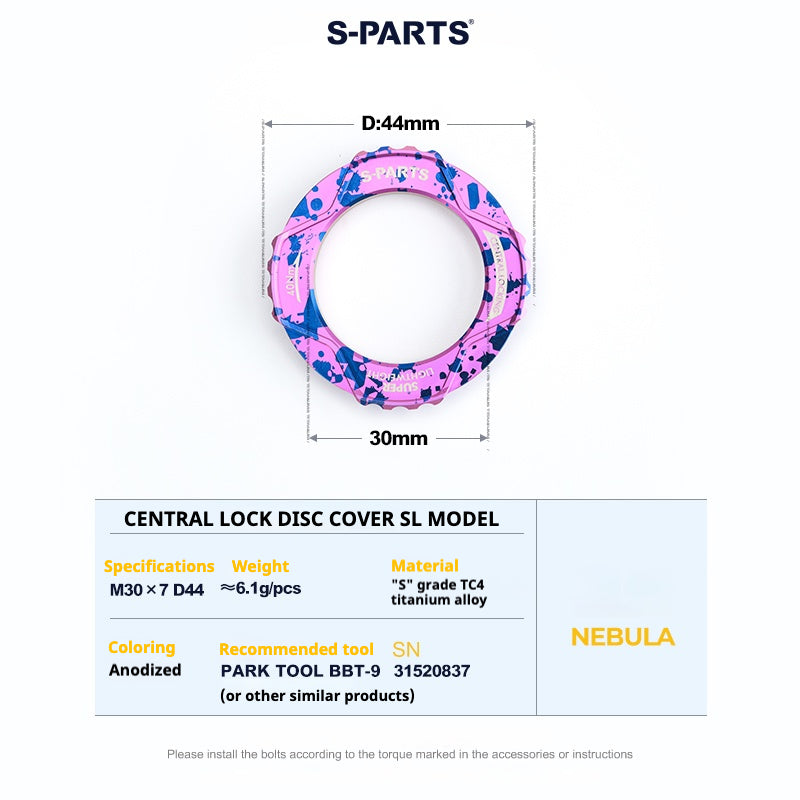 S-PARTS Center Lock Disc Rotor Lockring SL Edition | Ultralight TC4 Titanium | Multi-Color 1PCS