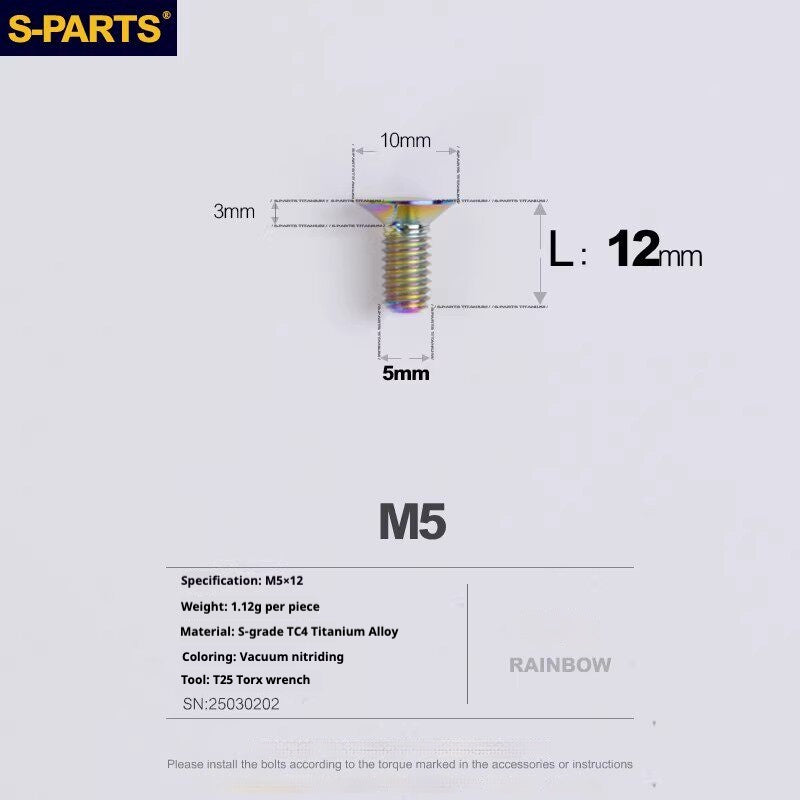 Juego de tornillos de aleación de titanio para freno de disco de bicicleta de carretera S-PARTS para SRAM RED Force Rival AXS de 12 velocidades