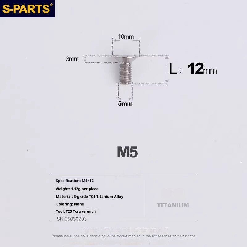 Juego de tornillos de aleación de titanio para freno de disco de bicicleta de carretera S-PARTS para SRAM RED Force Rival AXS de 12 velocidades