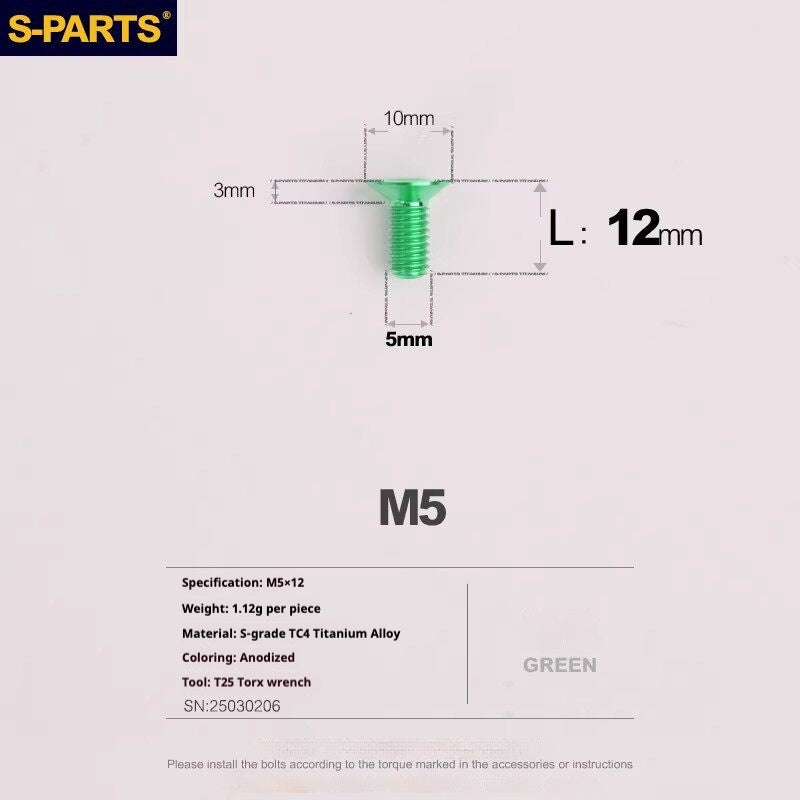 Juego de tornillos de aleación de titanio para freno de disco de bicicleta de carretera S-PARTS para SRAM RED Force Rival AXS de 12 velocidades