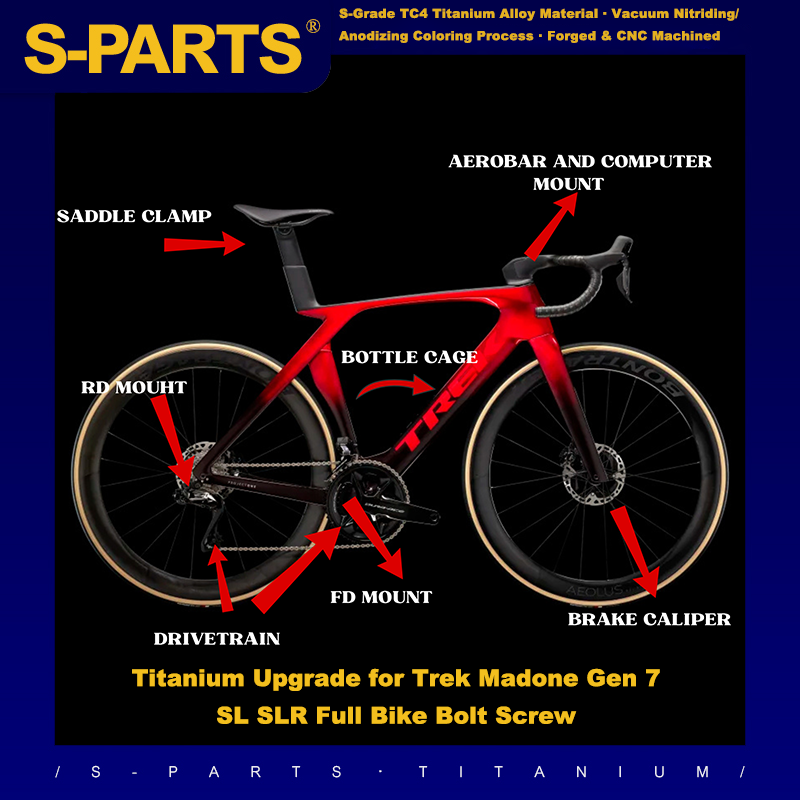 Aggiornamento completo dei bulloni in titanio per i kit freno Trek Madone Gen7 SLR/SL e Shimano/SRAM Shift