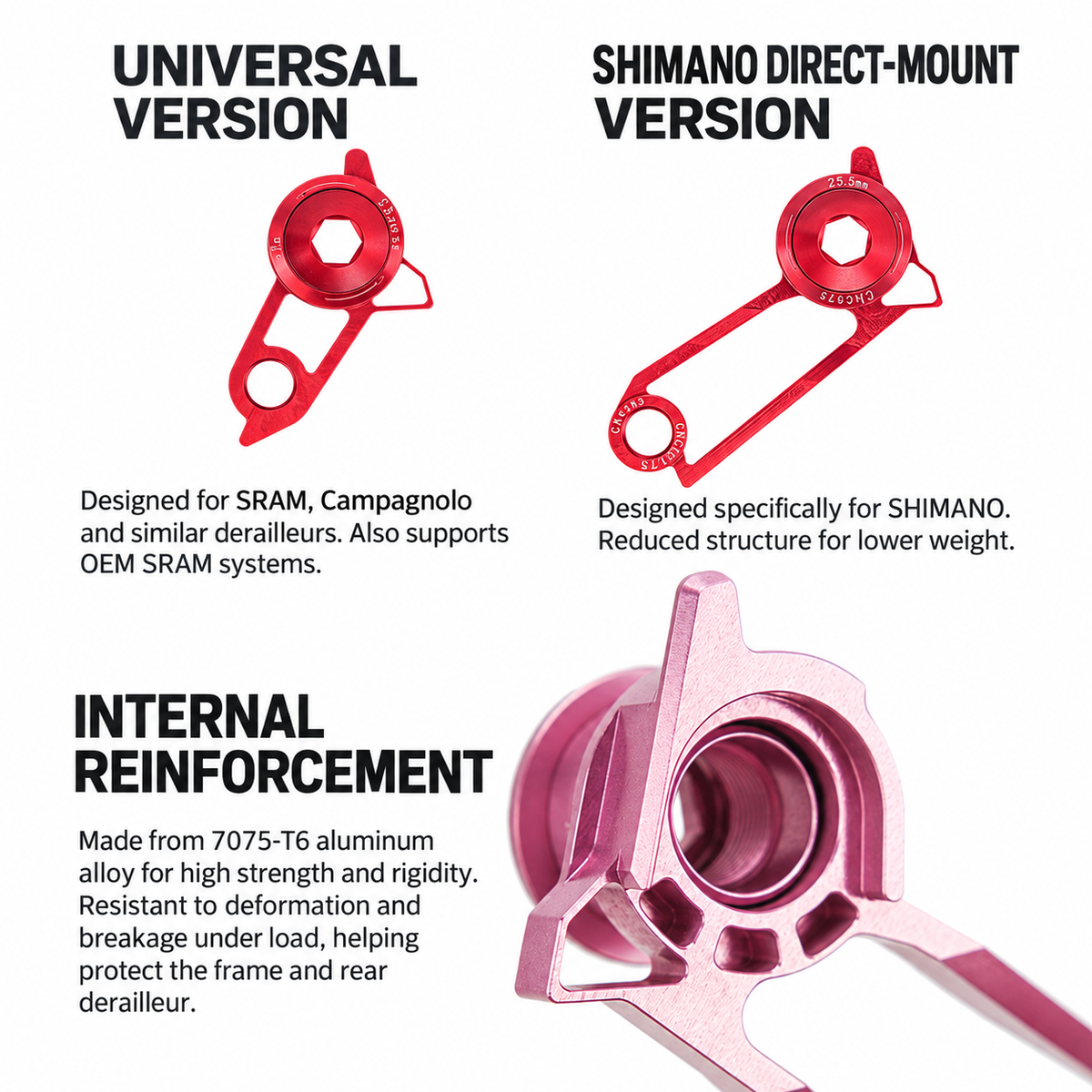 CHASER Ultralight UDH Rear Derailleur Hanger for Shimano 25.8g, SRAM & Campagnolo 21.5g