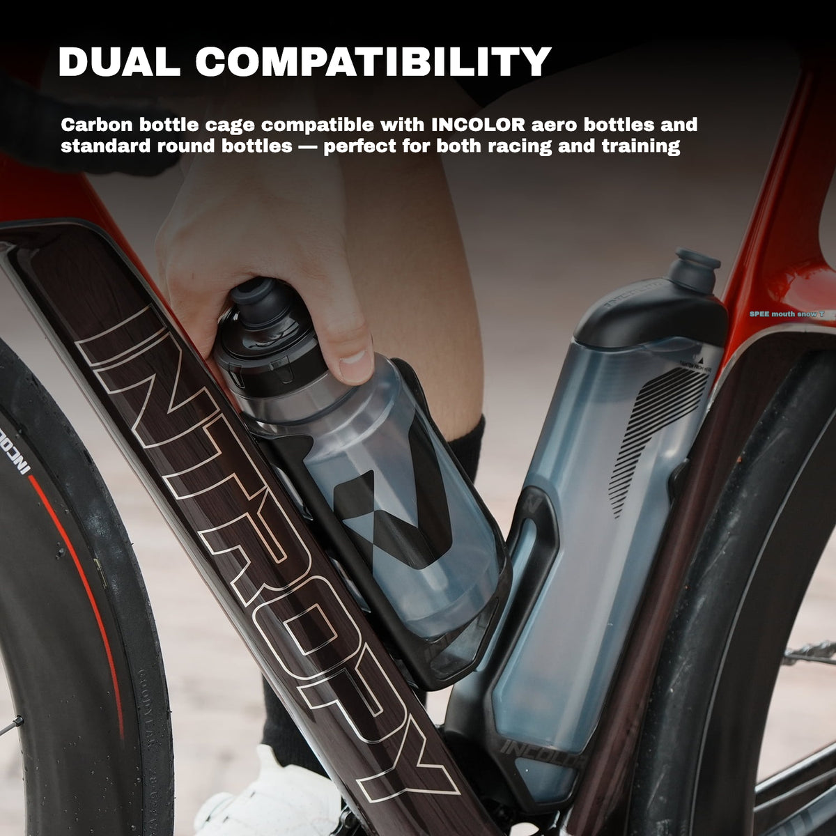 INCOLOR Aero Cycling Bottle & Carbon Cage|Aero Water Bottle|Save Up to 8W|600ml / 620ml|Bottle + Cage Set Options