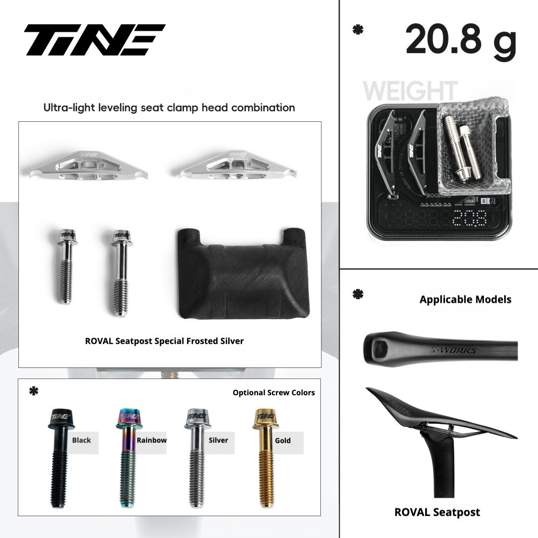 TiNE Ultra-Light 6.8g Seat Clamp & Leveling Assembly | Compatible with Specialized SL9/SL8 Aethos, Colnago & DARIMO Seatposts | CNC Titanium Precision