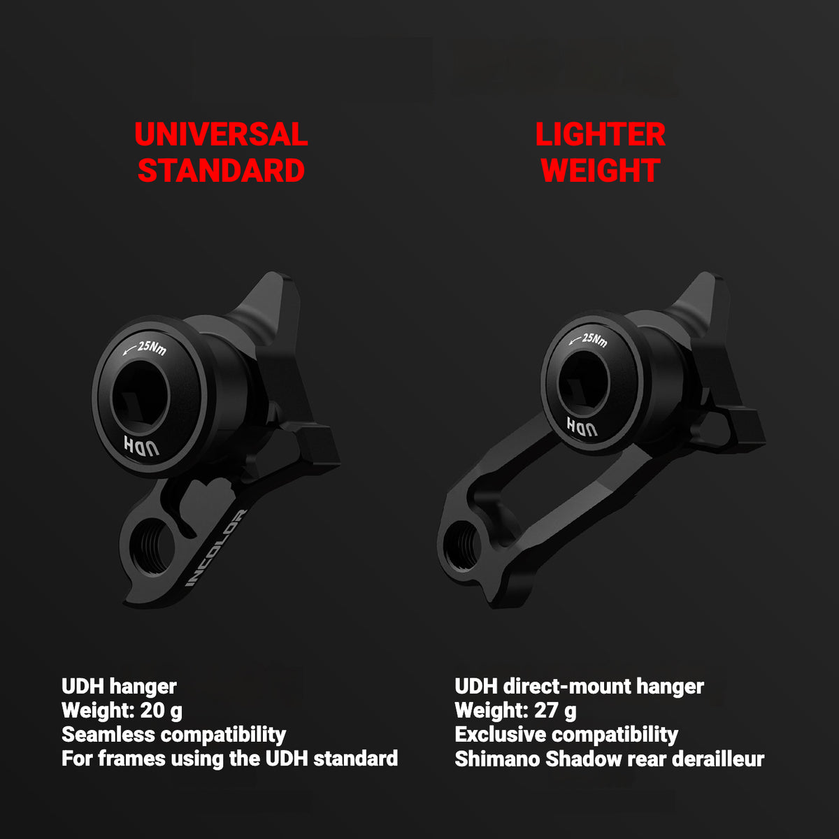 INCOLOR Lightweight UDH Derailleur Hanger for Trek Madone Gen 8, Quicker One & Specialized S-Works Tarmac SL9 | 7075-T6 Aluminum