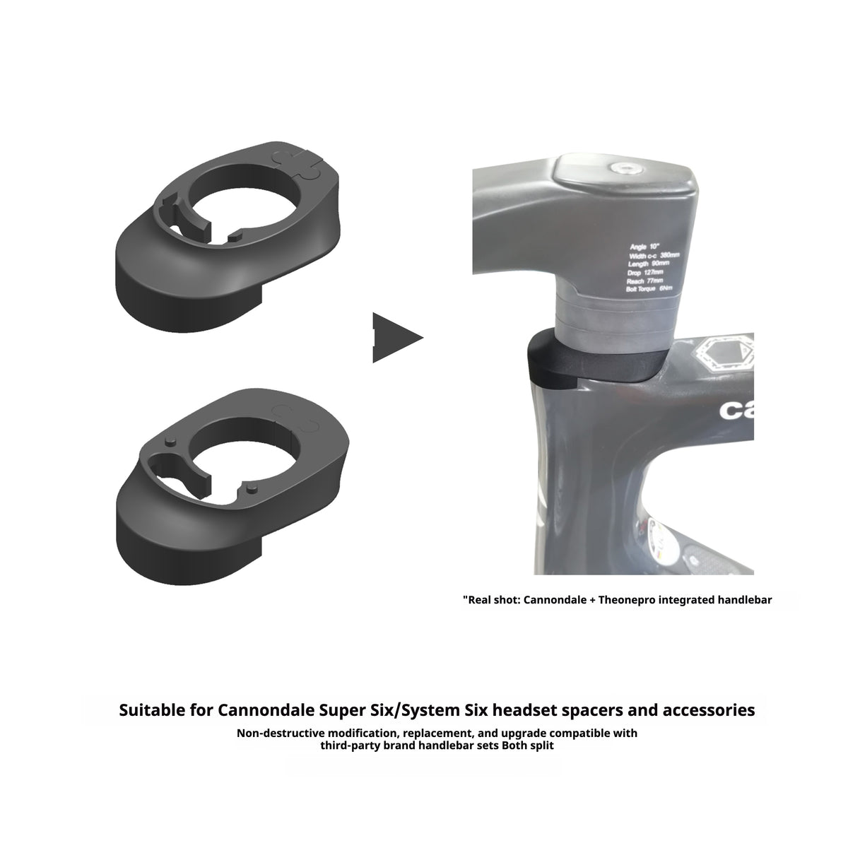 Adaptador de base de dirección Cannondale para manillares integrados THE ONE PRO, Madone, Vision y FSA